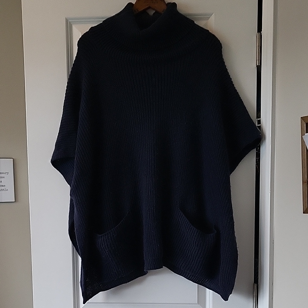 Chic Midnight Blue Women's Poncho